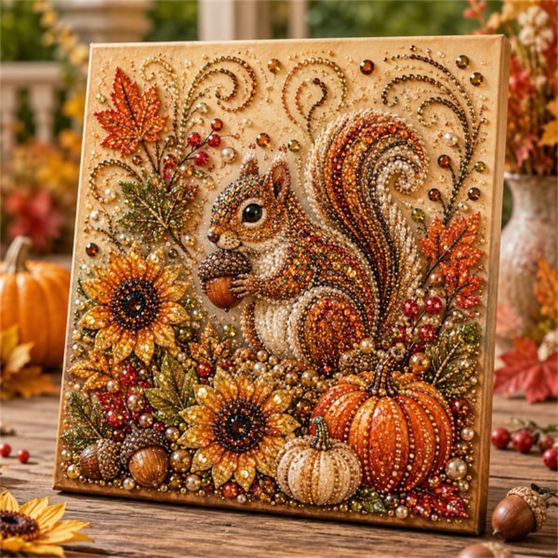 Painting Supplies - Herbst-Diamantperlen-Malset, Herbst-Perlenkunst-Set für Erwachsene, Wald-Motiv, Anfängerfreundliches