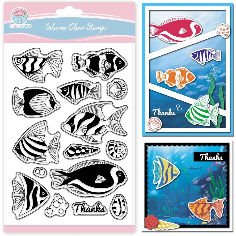 Clear Silicone Stamps For Card Making - Sommer-Ozean-Clownfisch, transparente Stempel für Scrapbooking, Muschelschalen,