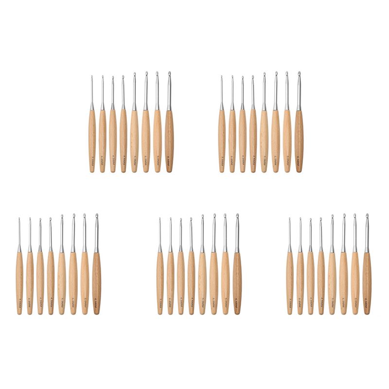 Wooden Crochet Hooks Ergonomic Handle - M12K-40 Stück Holz-Häkelnadeln 3,0 mm-6,5 mm,